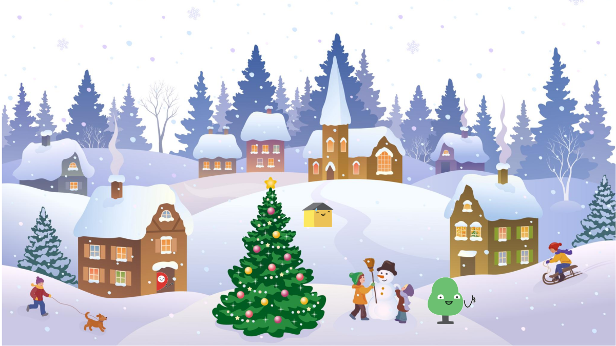 Зимний город вектор