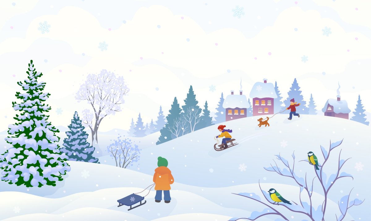 Фон зима и дети для детей