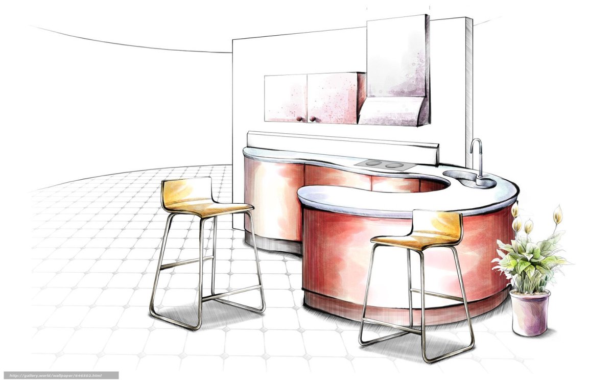 Скетчи предметов интерьера