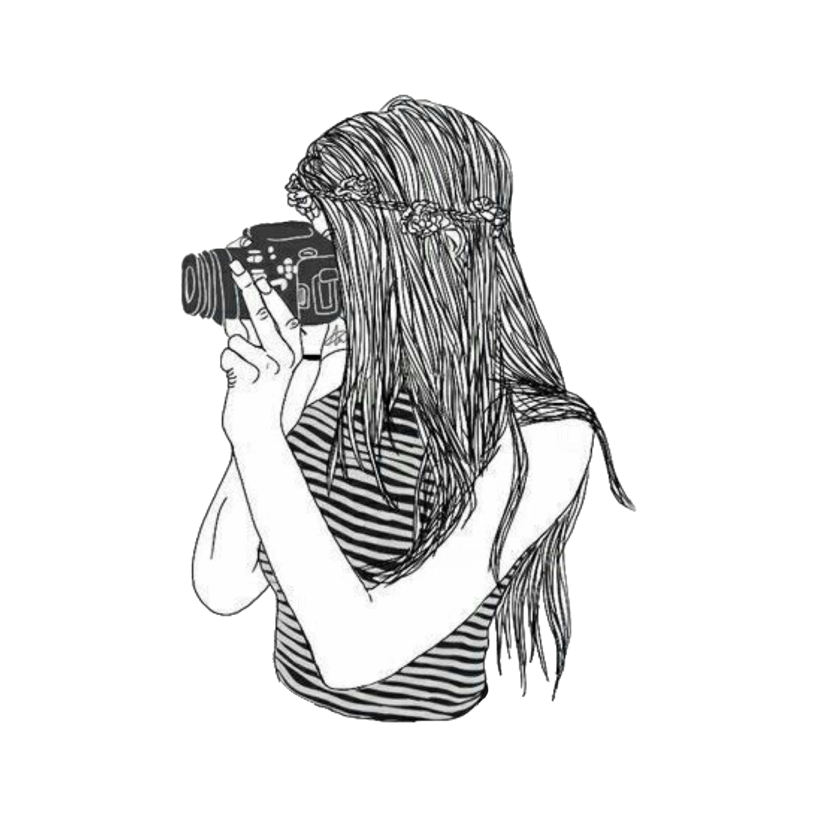 Девушка с фотоаппаратом рисунок