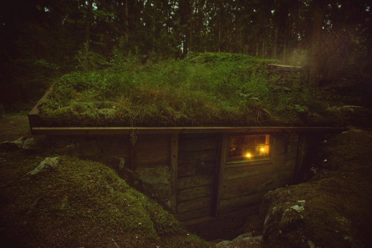 Уютная землянка в лесу