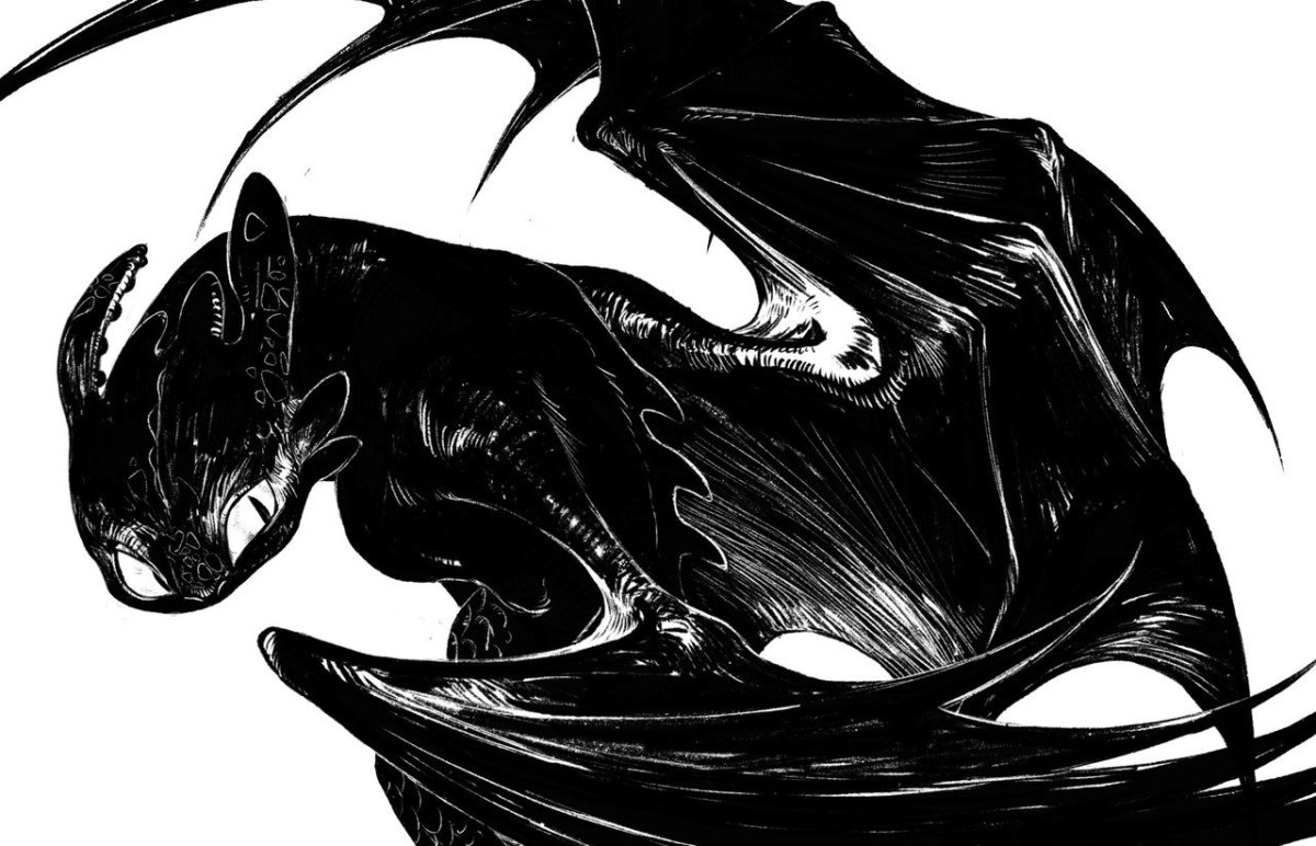 Дракон арт черно белый