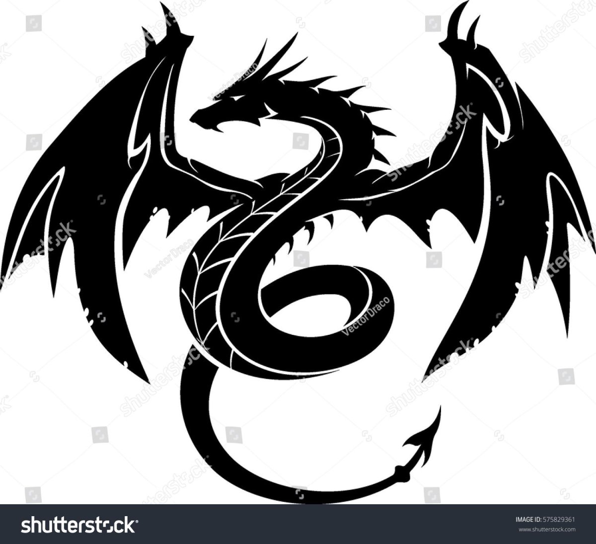 Силуэт дракона тату