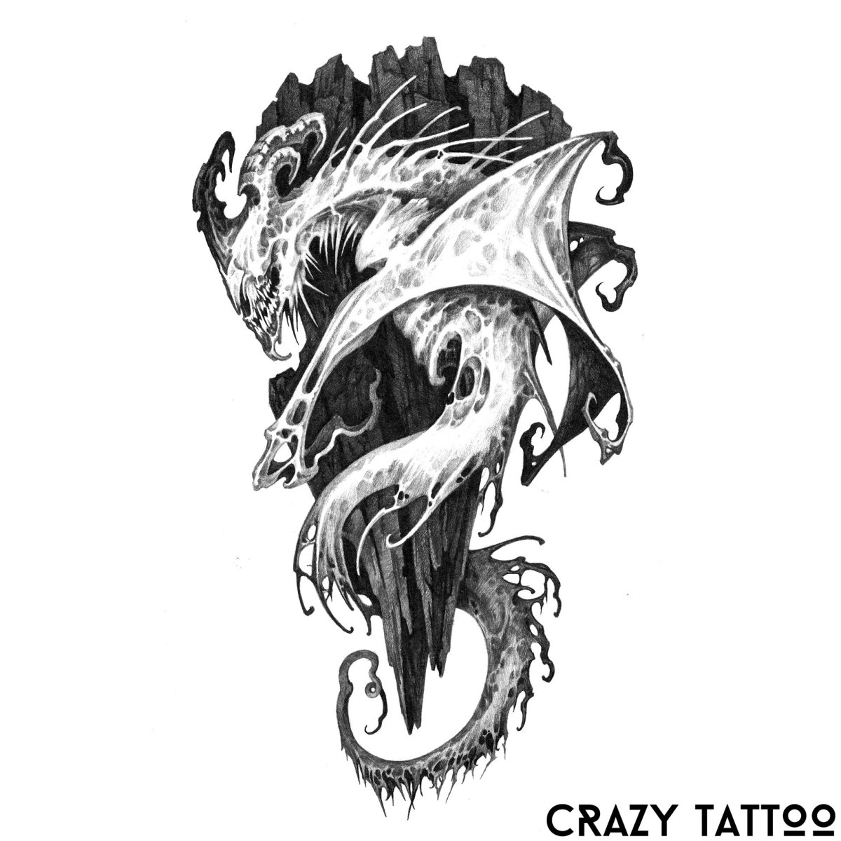 Тату дракона на спине эскизы