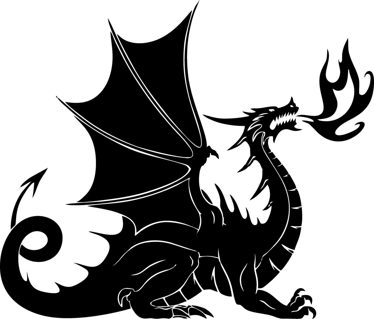 Огнедышащий дракон силуэт