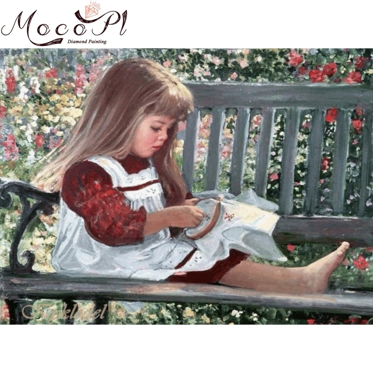 Девушка за вышивкой