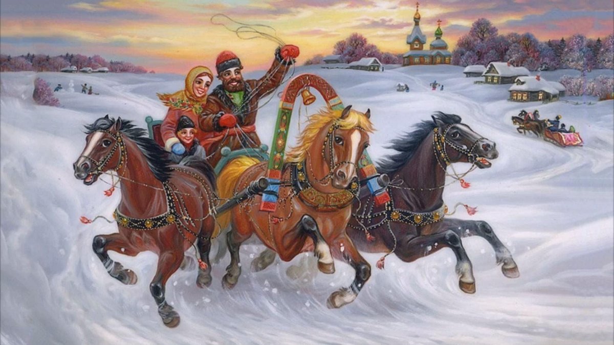 Федоскинская миниатюра кони