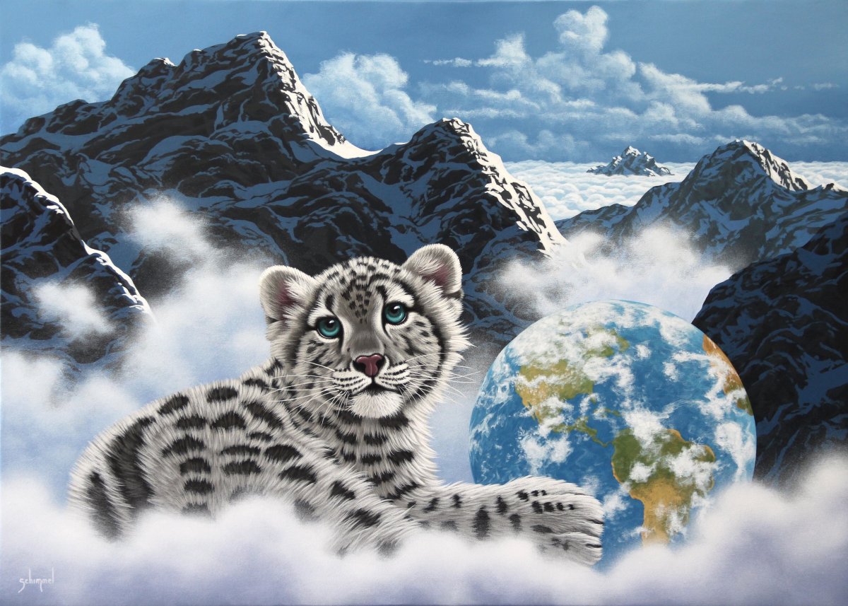 Снежный Барс акварель