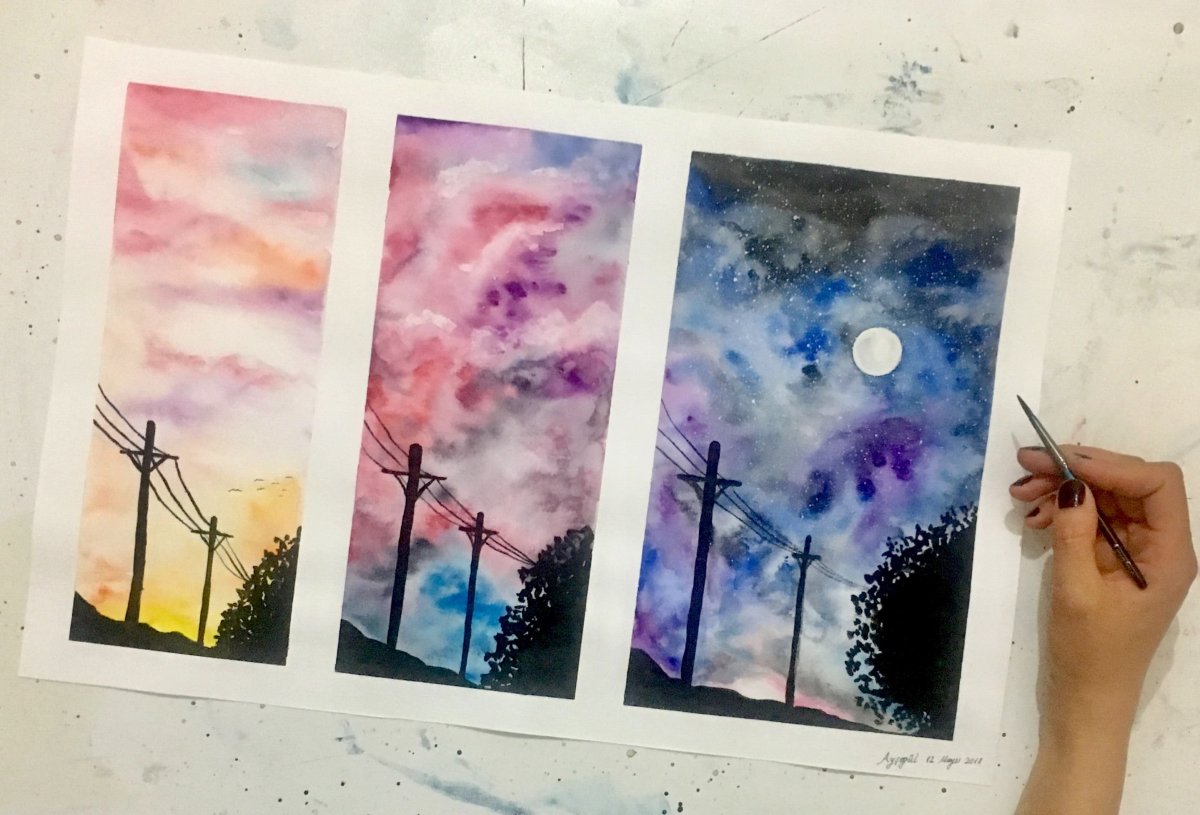 Рисование гуашью губкой