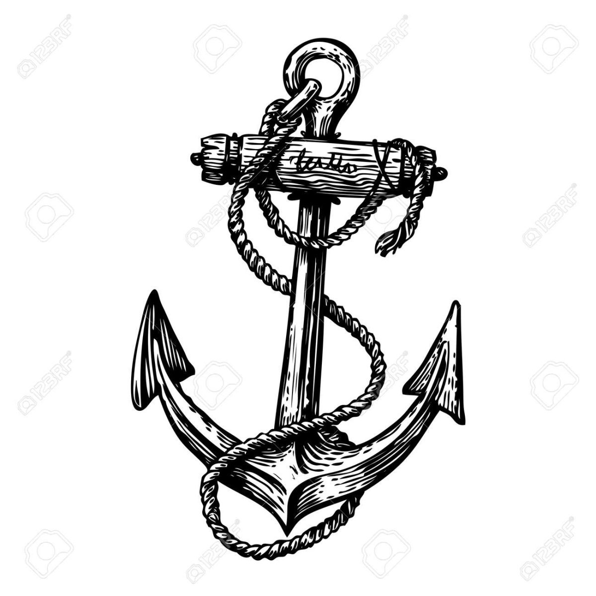 Якорь с канатом вектор