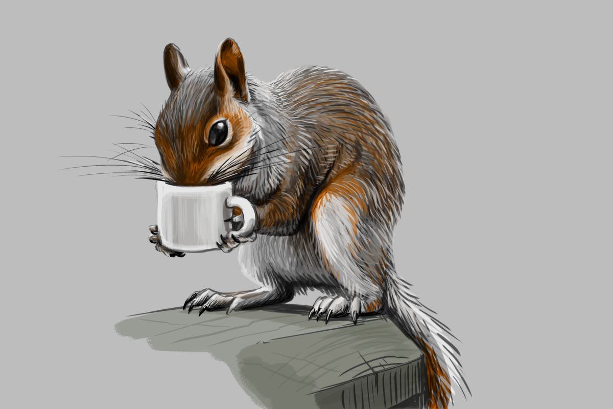 Белочка в цветах