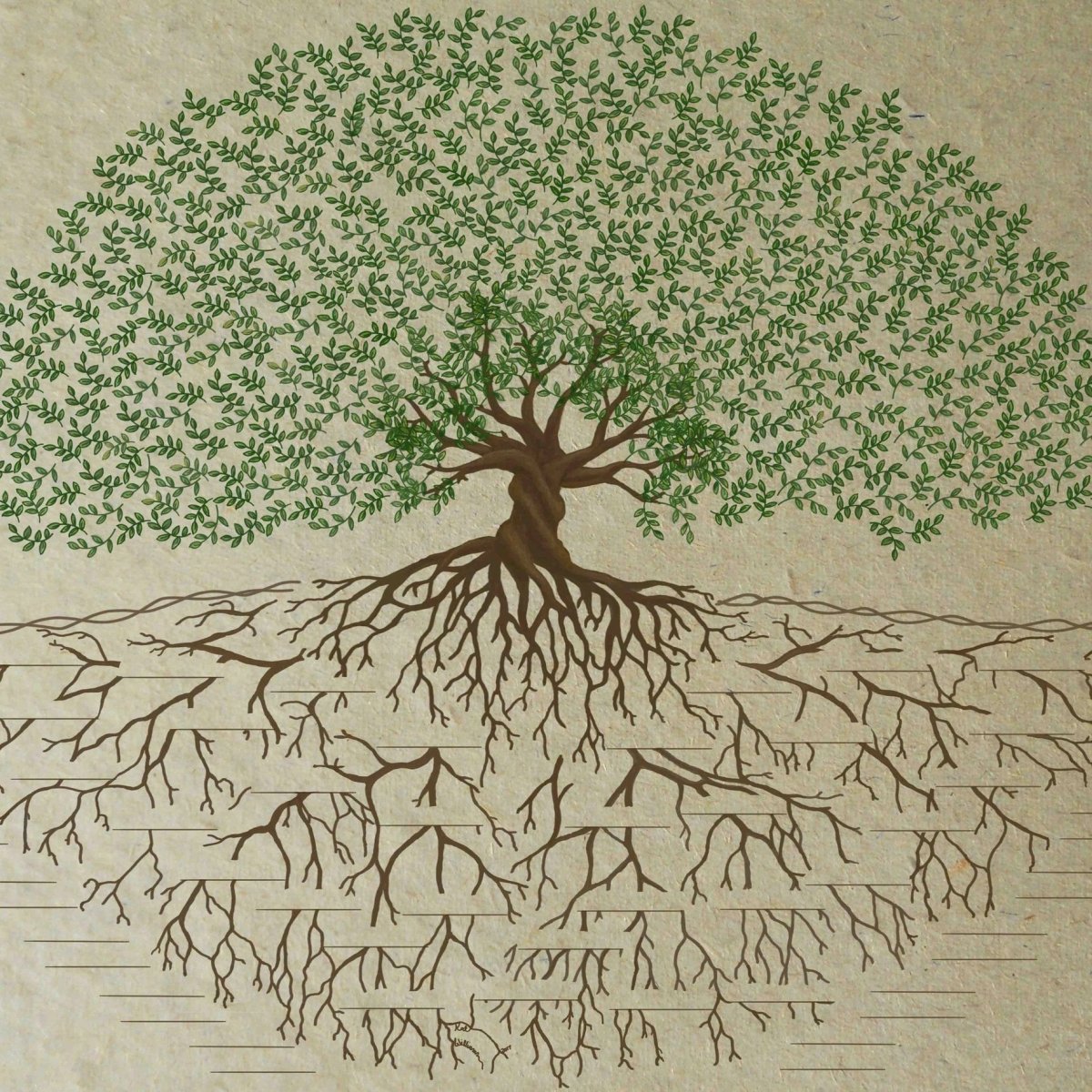 Родословная дерево с корнями