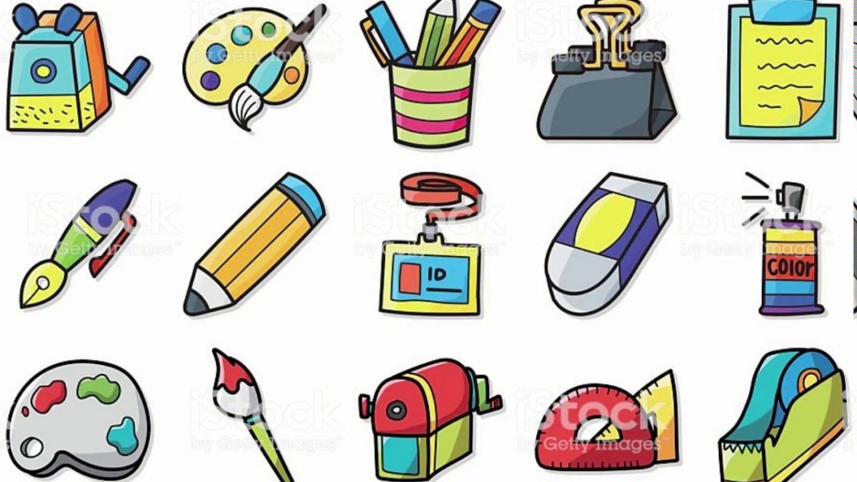 Рисунок набор канцелярских принадлежностей