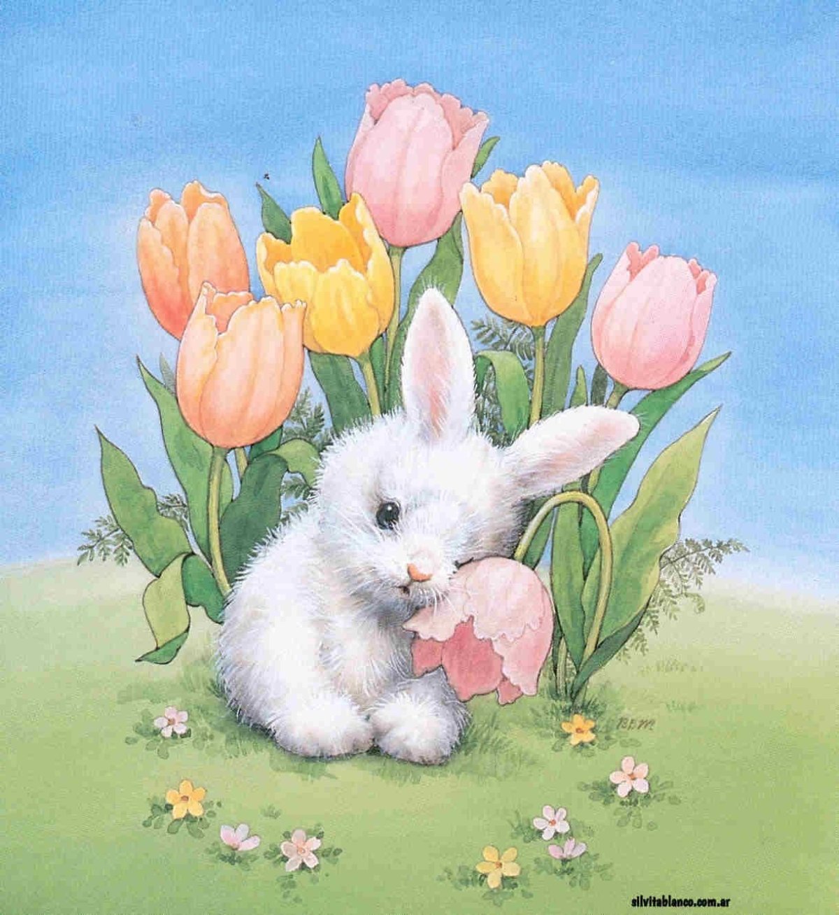 Зайчонок с цветами