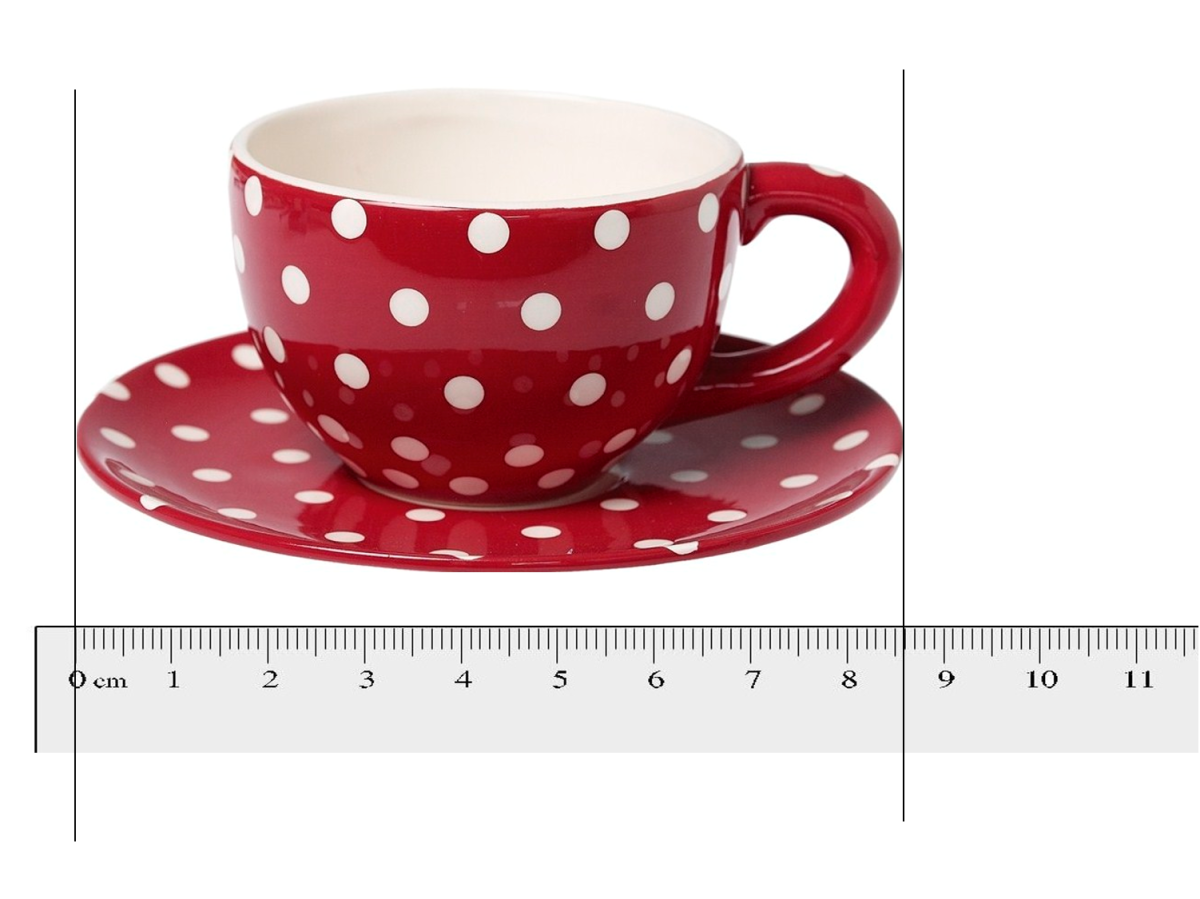 Кружка с блюдцем в горошек