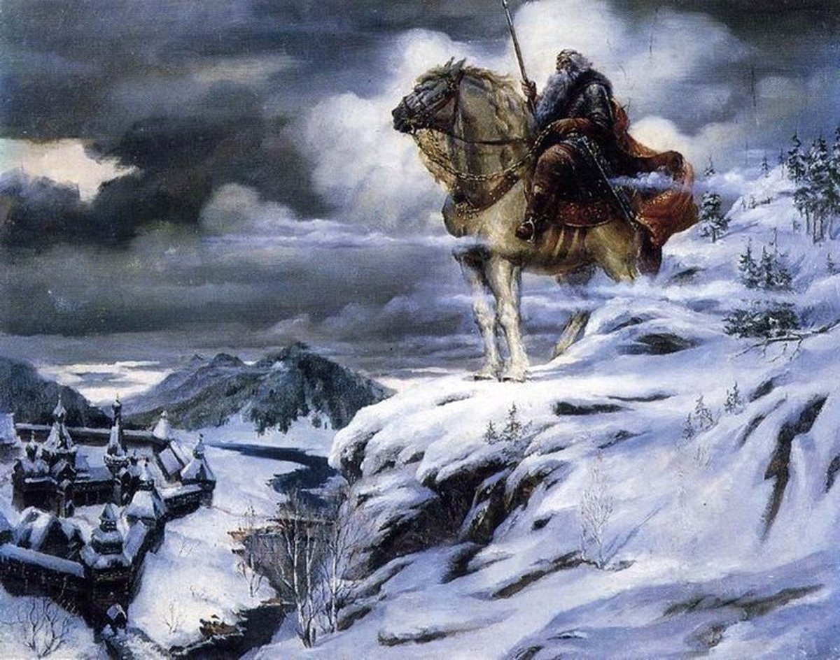 Богатырь гравюра