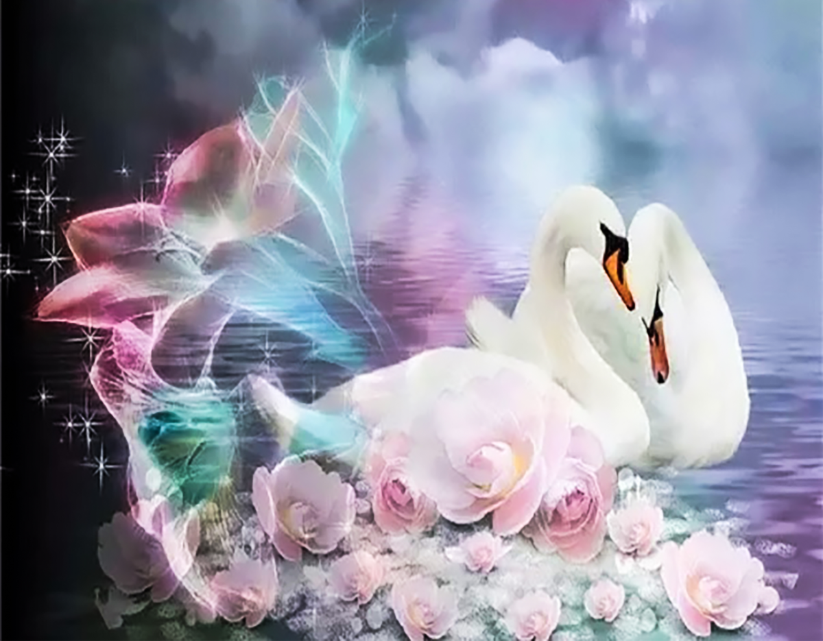 Алмазная мозаика «лебеди»