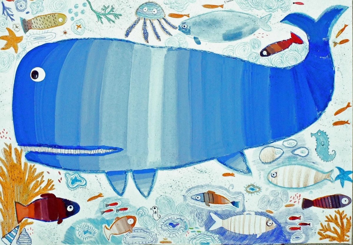 Кит красками для детей