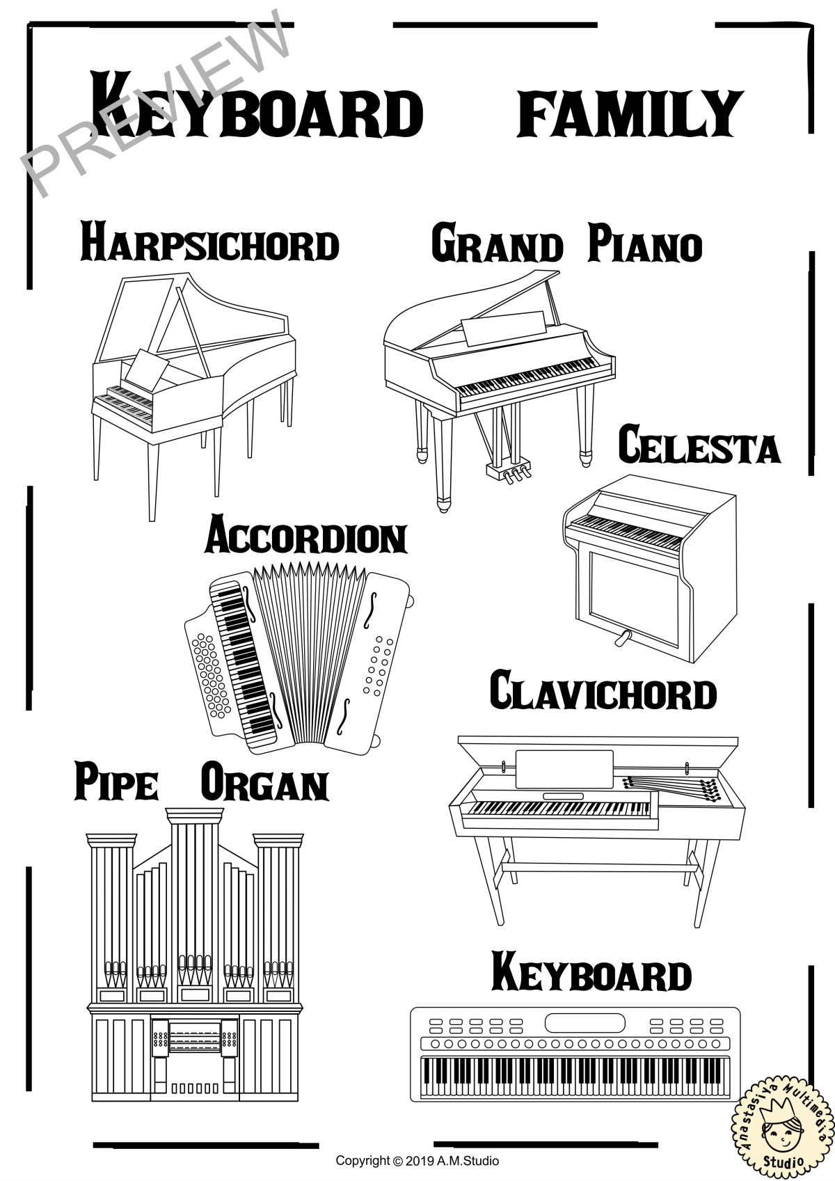 Клавишные инструменты с названиями