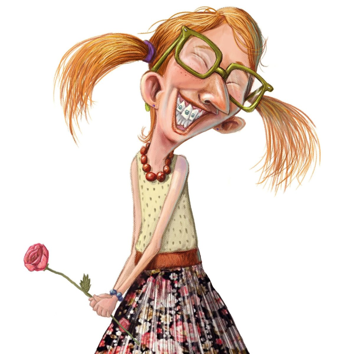 Брюнетка с ромашками