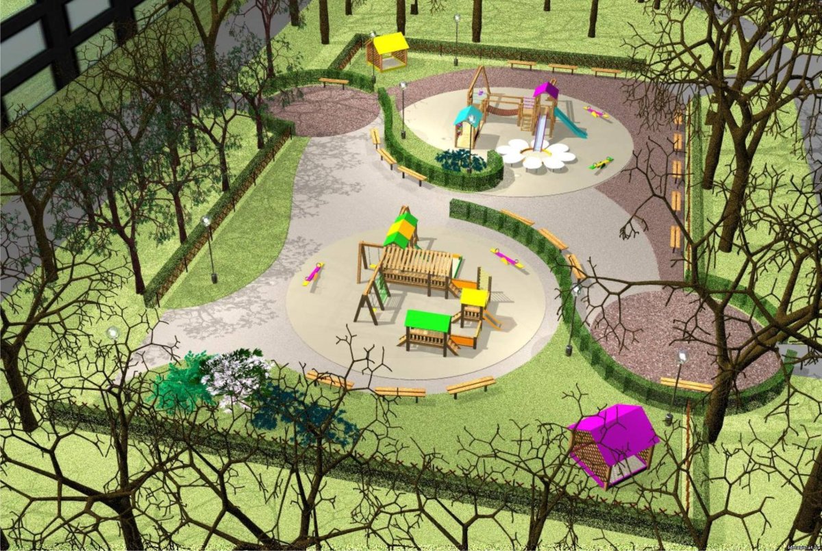 Ландшафт сквера с детской площадкой
