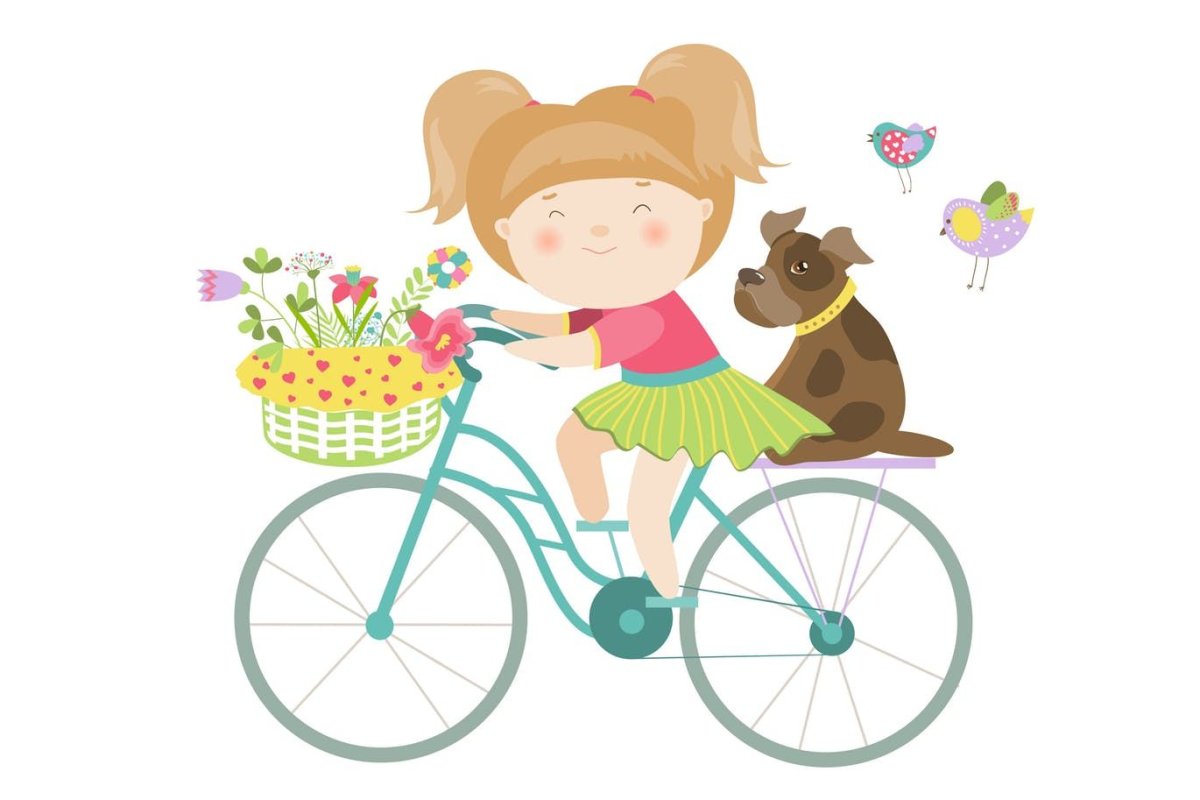 Девочка на велосипеде вектор