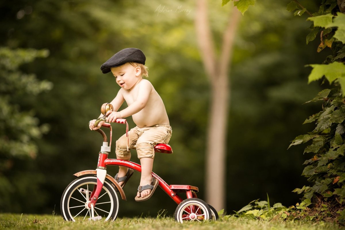 Маленький мальчик на велосипеде
