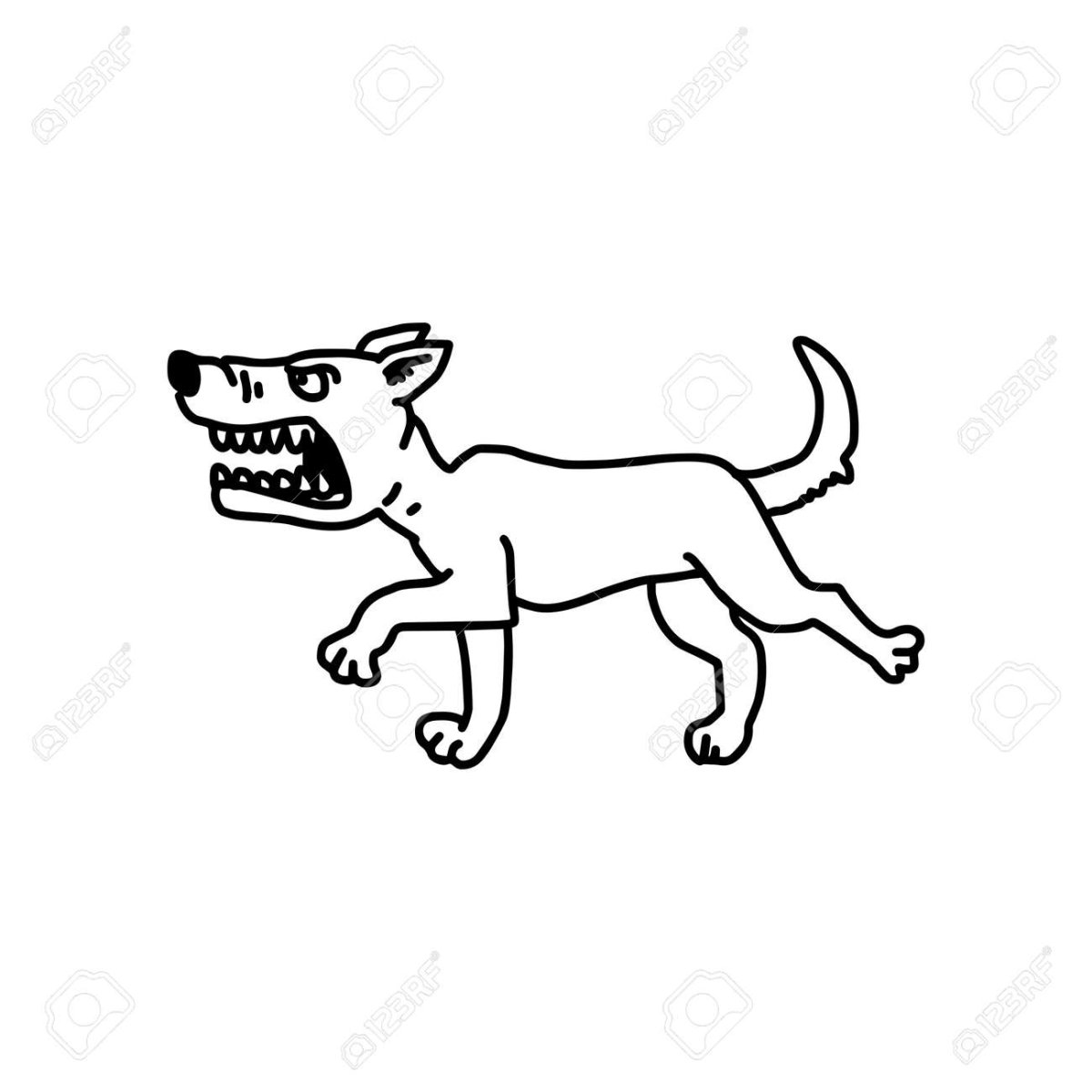 Чёрно белая собака лает