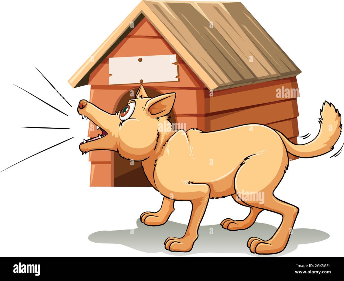 Собака сторожит дом для детей