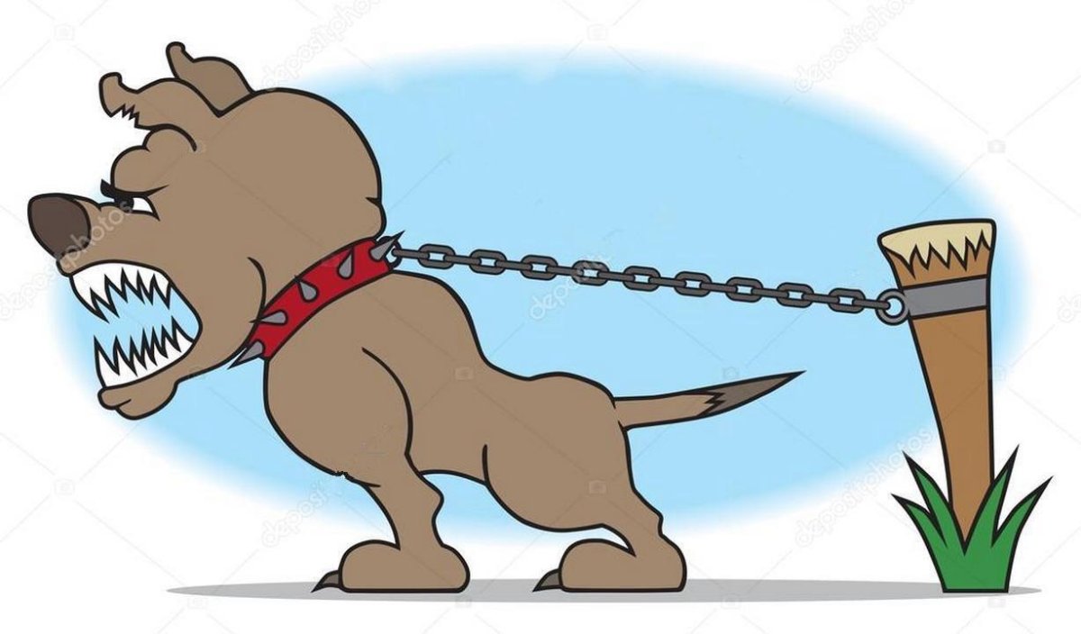 Собака на цепи лает