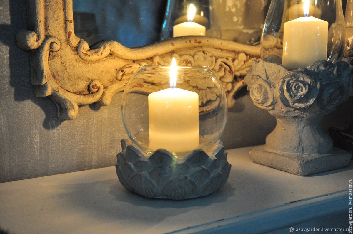 Подсвечник из бетона