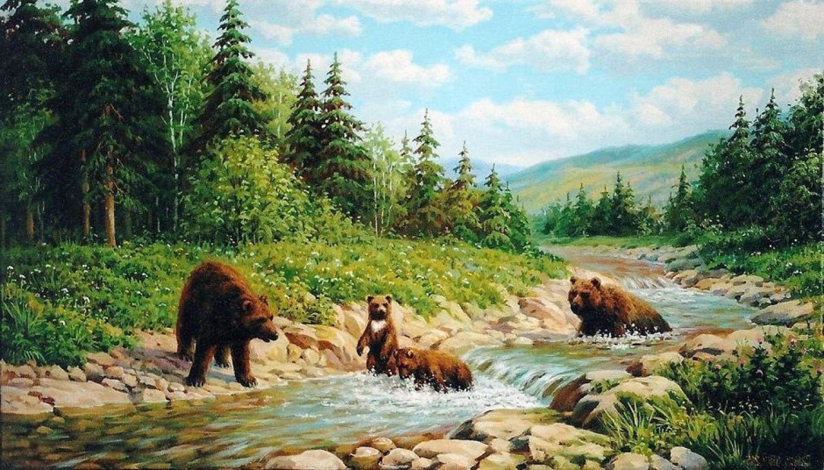 В Бианки купание медвежат иллюстрации к рассказу