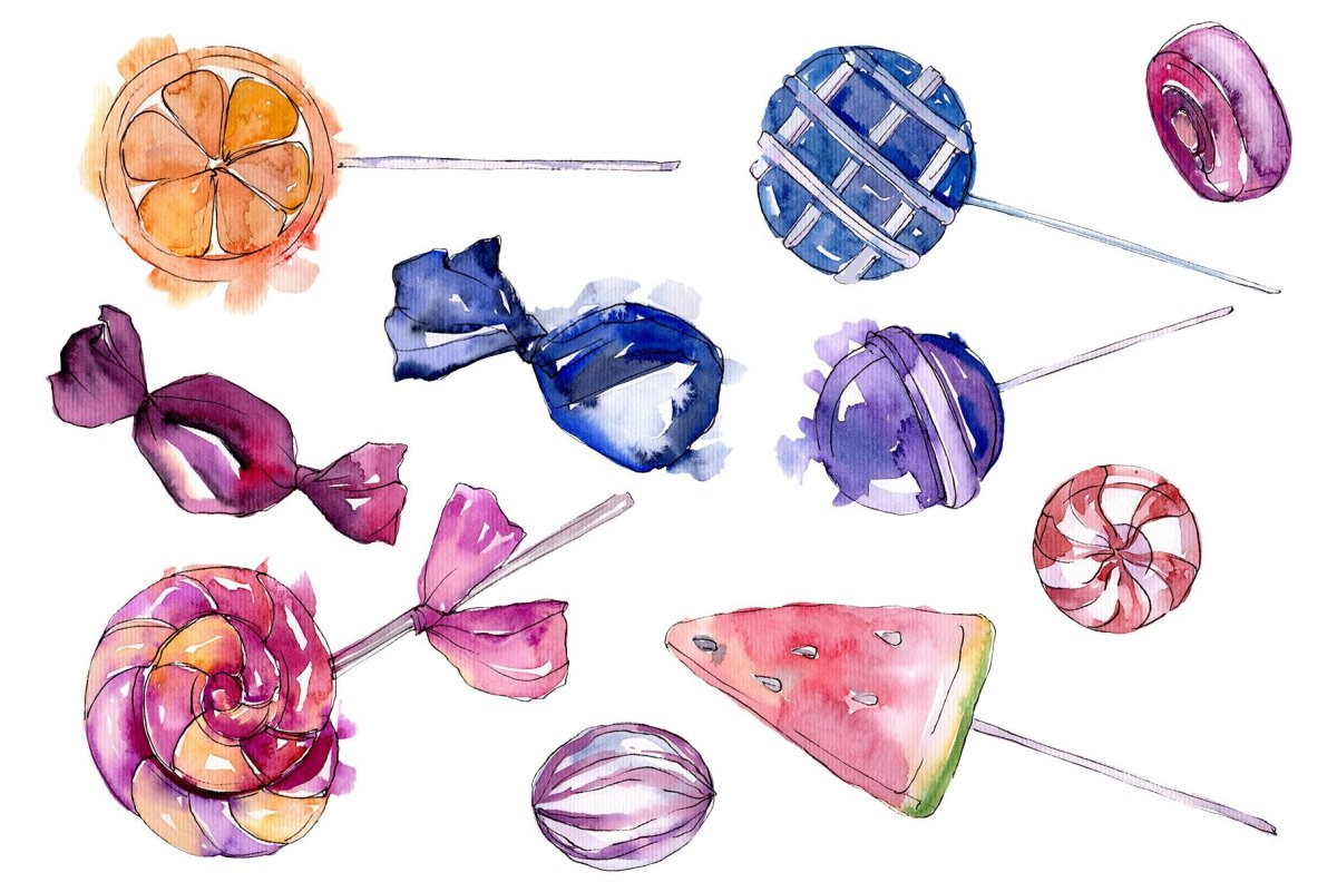 Конфеты акварель