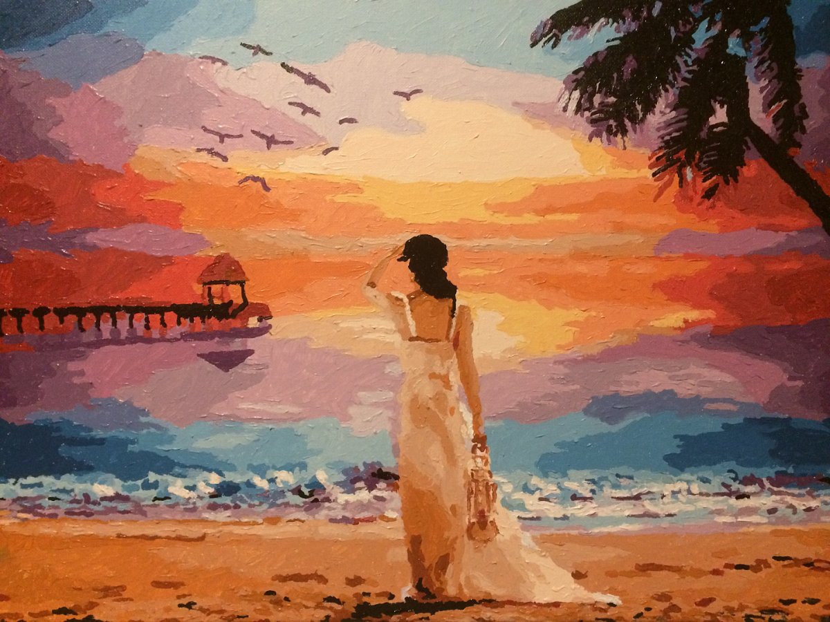 Алмазная мозаика девушка и море