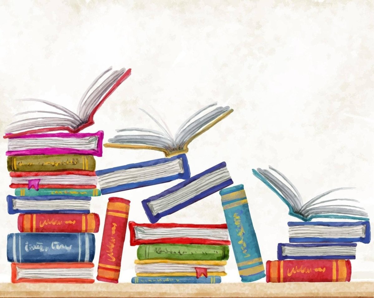 Рисунок стопка книг на полочке