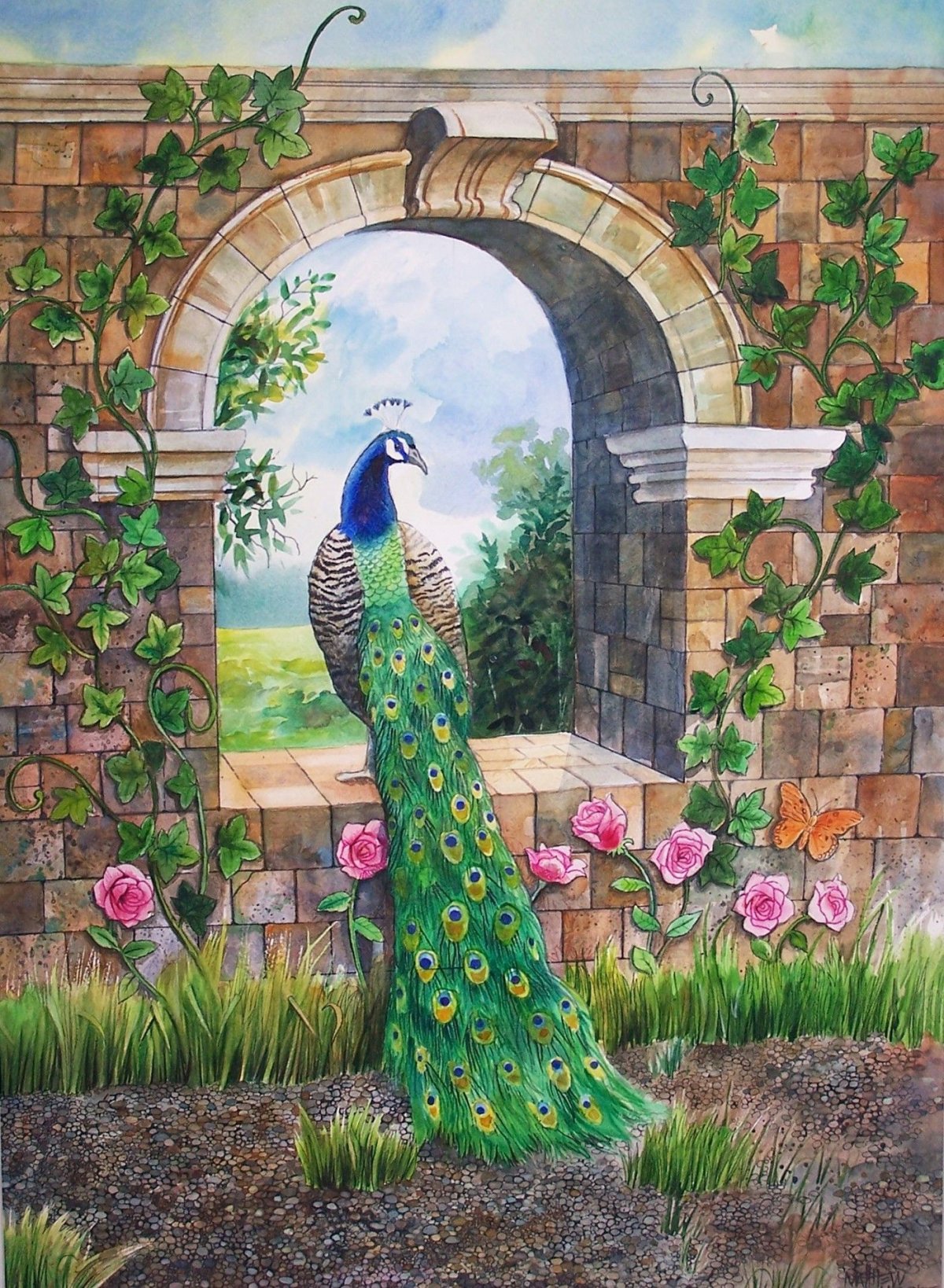 3d фреска Павлин