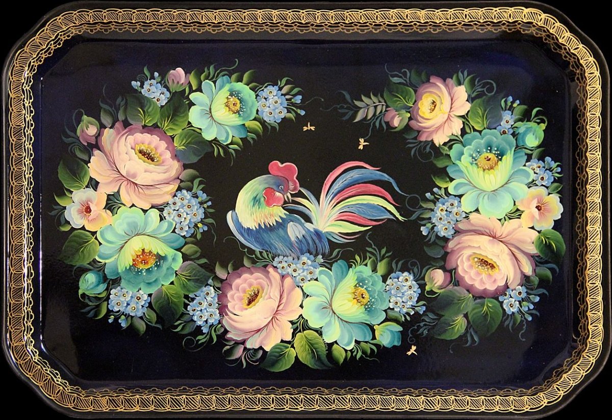 Тагильская роспись подносов