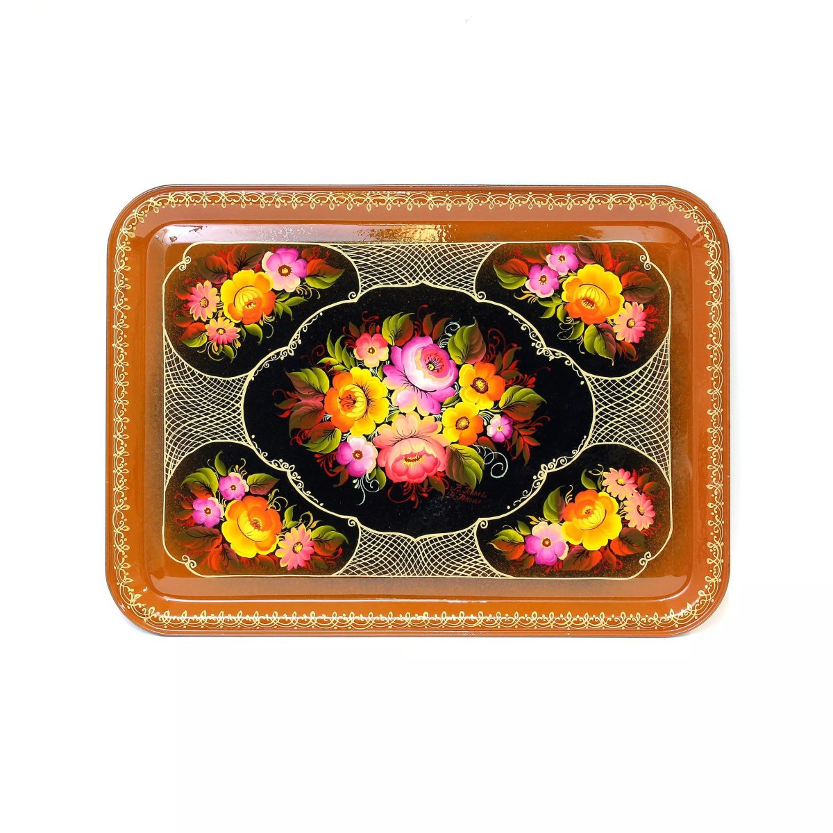 Секторный поднос Тагильская роспись