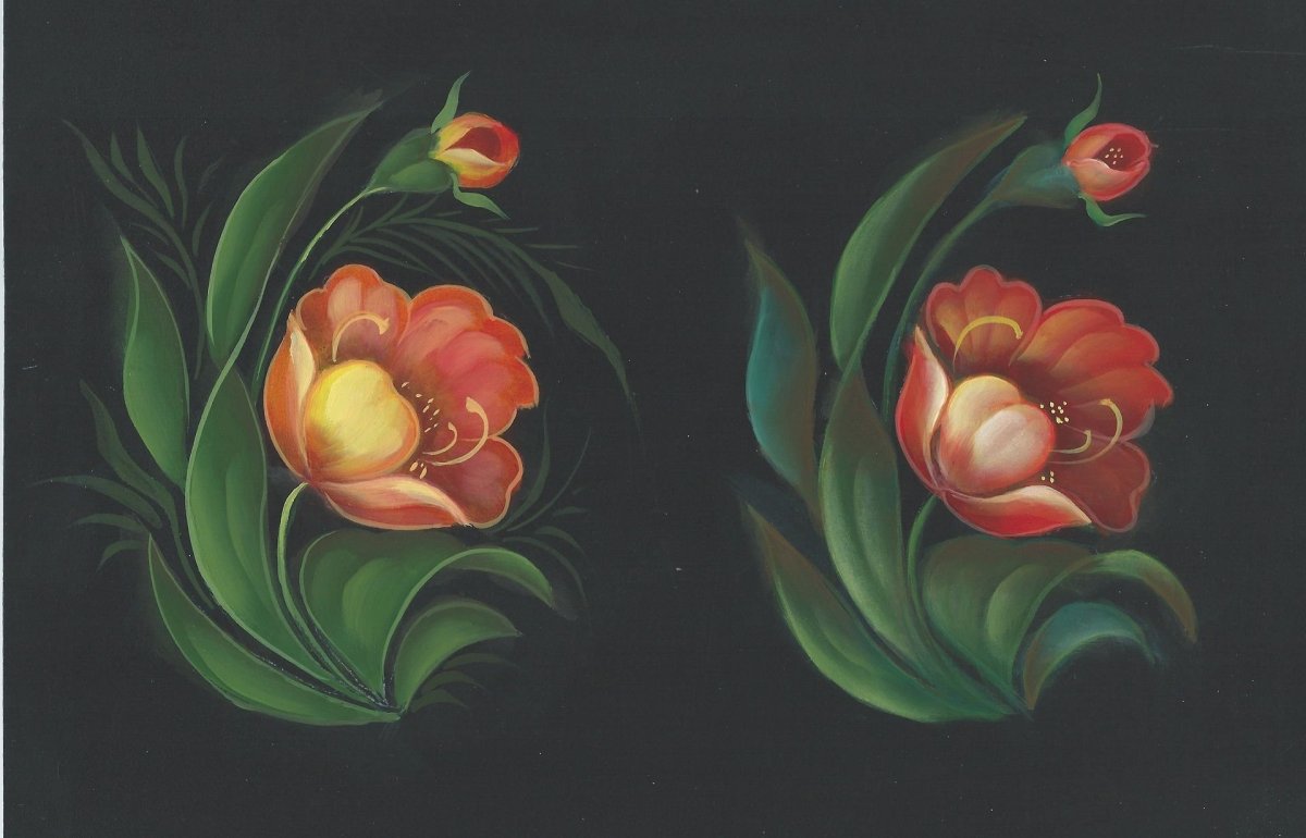 Жостовская роспись двойной мазок