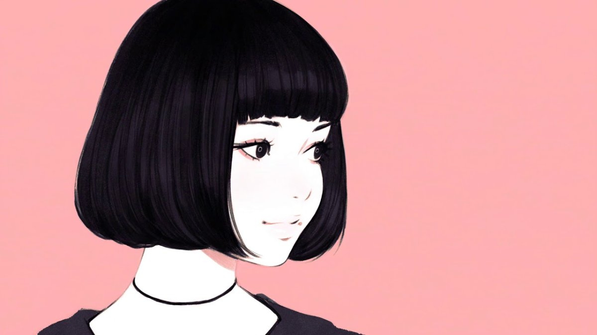 Девушка с каре сбоку