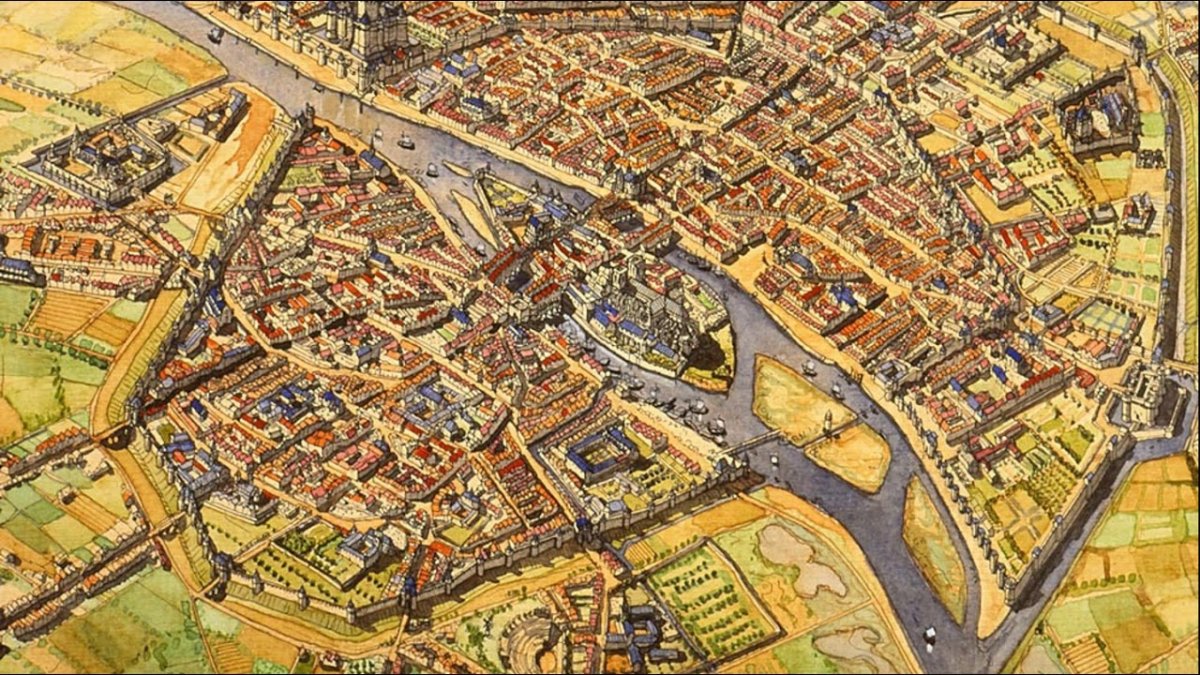 Карта Парижа 16 век