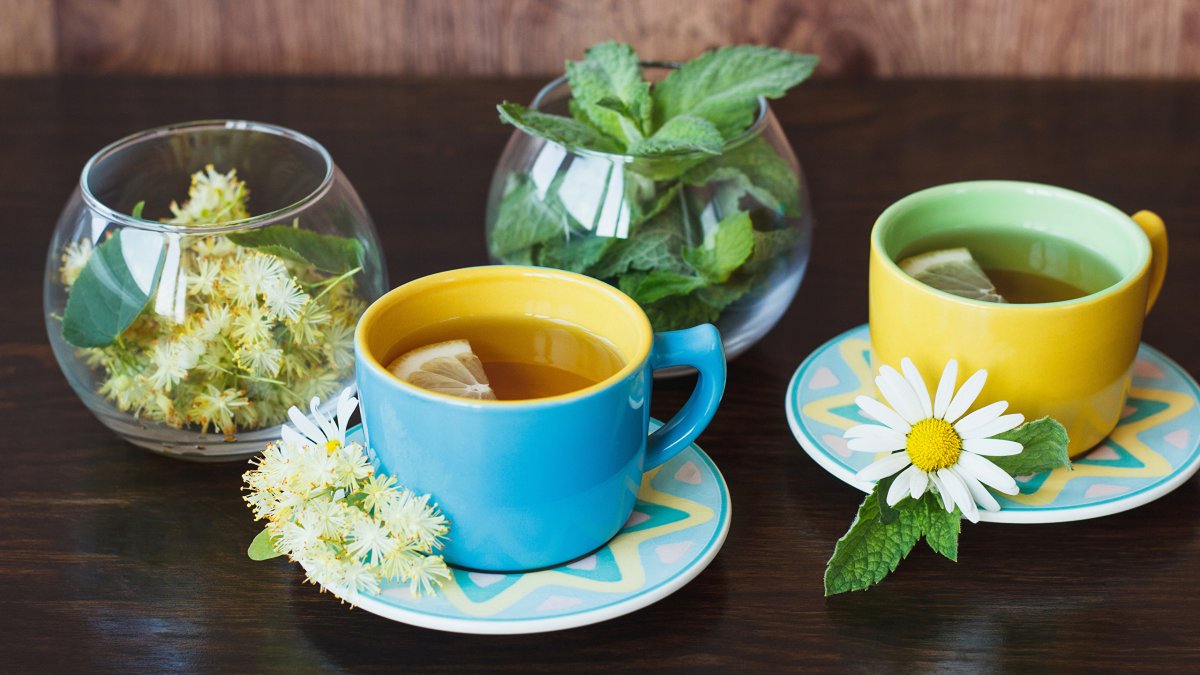 Ромашка зелёный чай мята