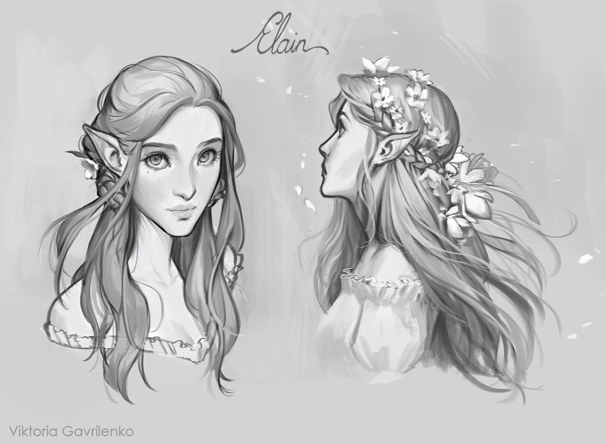 Волосы с диадемой эльфа рисунок