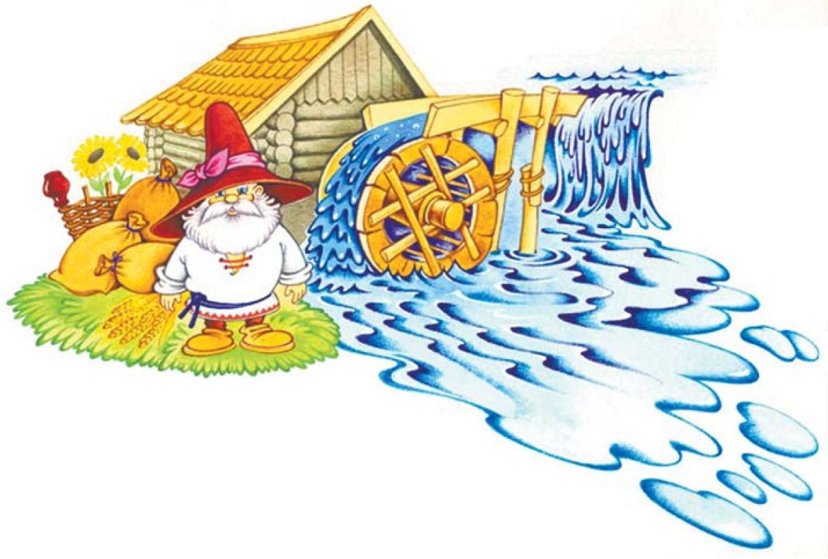 Водяная мельница вектор