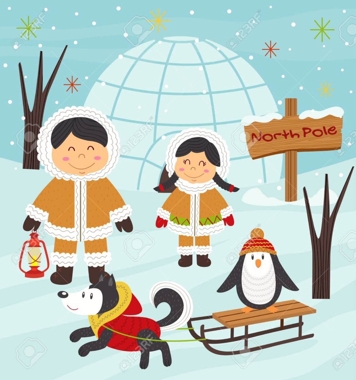 Эскимосы мальчик и девочка