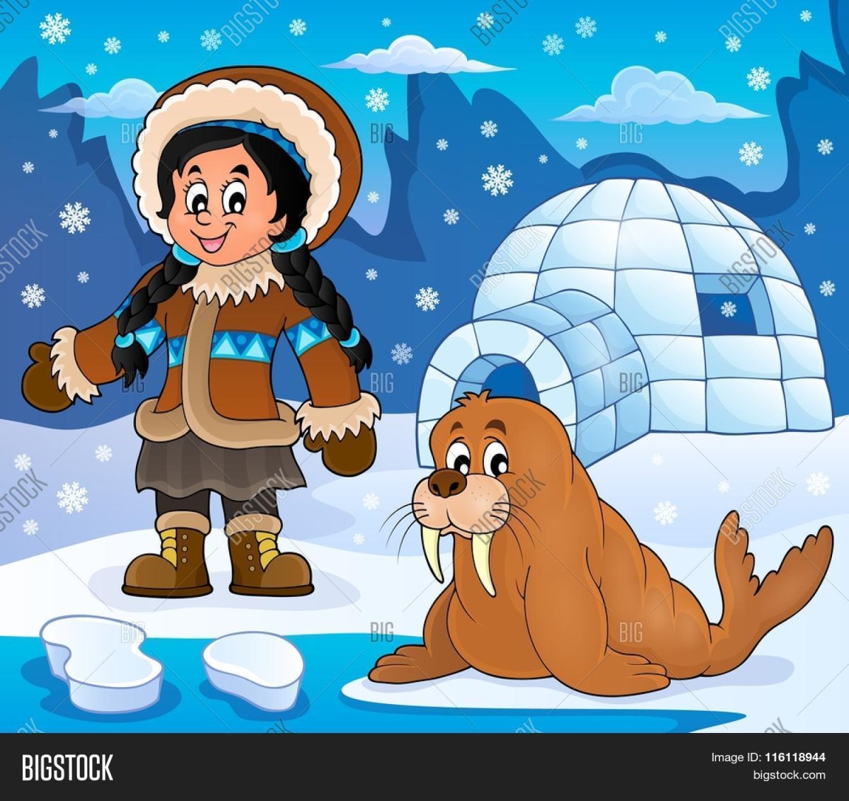 Эскимосы рыбачат рисунок