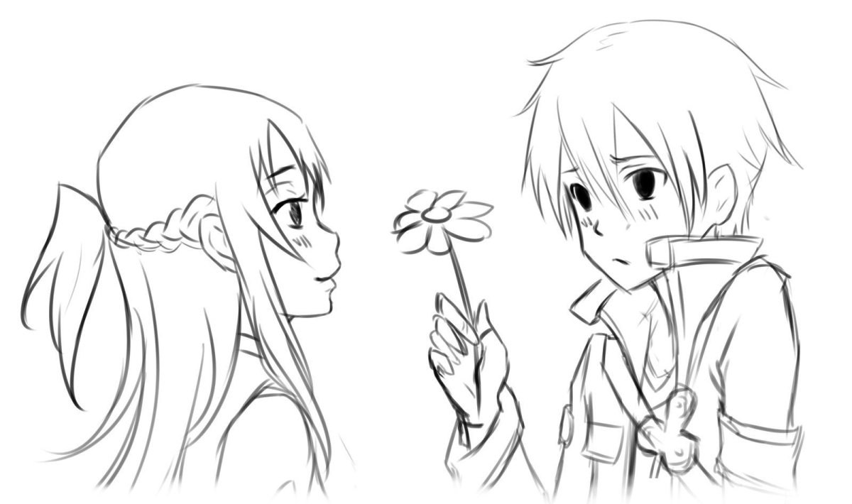 Черно белые рисунки аниме легкие