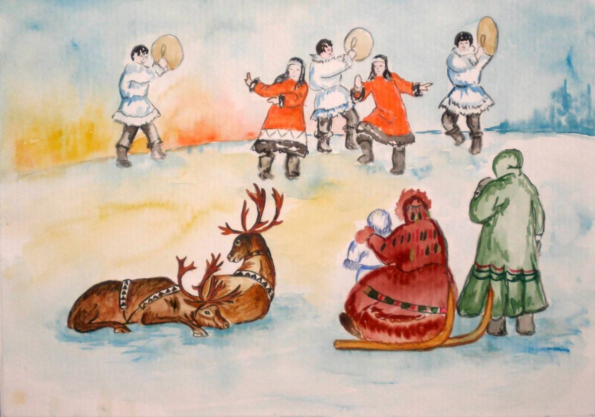 Чум с оленеводом на прозрачном фоне