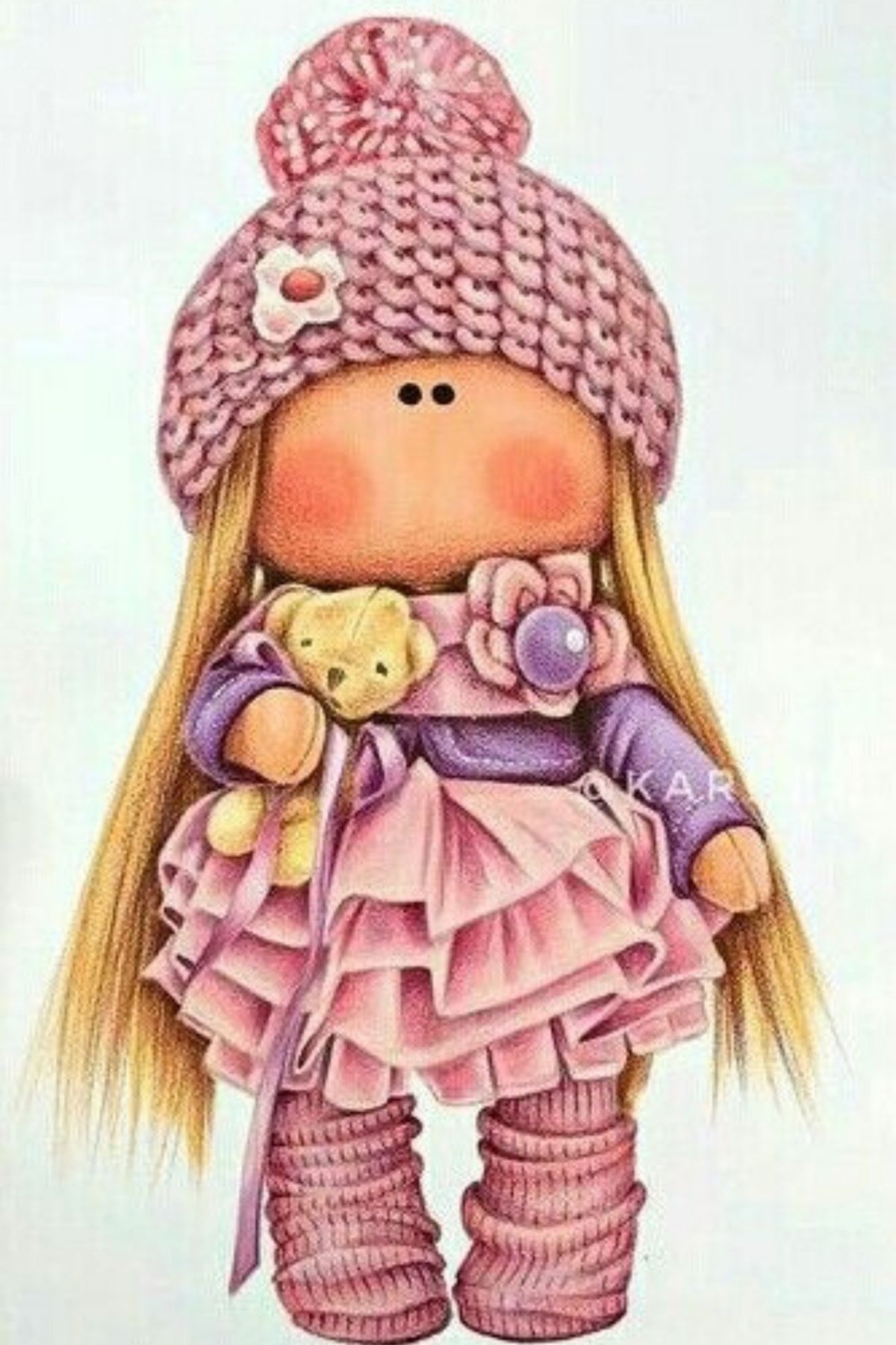 Интерьерная кукла акварель