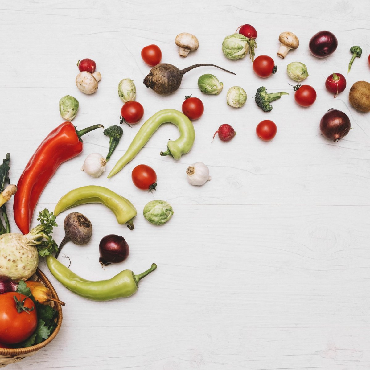 Овощи вид сверху